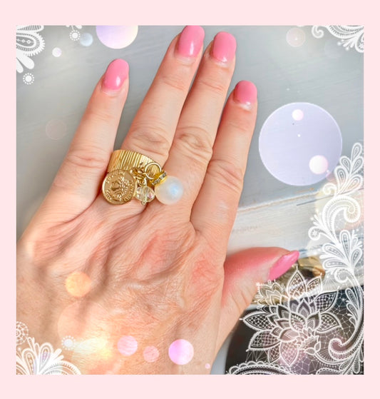 Bague Riviera réglable dorée
